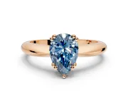 Solitaire Engagement Ring Setting for Fancy Blue Pear-Shaped Center with Reverse Tapered Band and Prong Head in Rose Gold