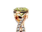 Solitaire Engagement Ring Setting for Fancy Yellow Radiant Cut Center with Narrow Twist Pave Band and Prong Head in Rose Gold