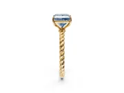Solitaire Engagement Ring Setting for Fancy Blue Princess Cut Center with Plain Twisted Rope Band and Prong Head in Yellow Gold