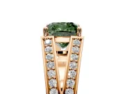 Split Shank Engagement Ring Setting for Fancy Green Cushion Cut Center with Pave Split Shank and Prong Head in Rose Gold