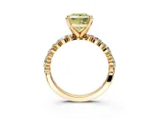 Solitaire Engagement Ring Setting for Fancy Yellow Princess Cut Center with Alternating Size Accents and Prong Head in Yellow Gold