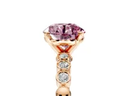 Solitaire Engagement Ring Setting for Fancy Pink Round Cut Center with Bezel-Dot Beaded Band and Prong Head in Rose Gold