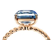 Solitaire Engagement Ring Setting for Fancy Blue Asscher Cut Center with Plain Twisted Rope Band and Prong Head in Rose Gold