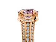 Solitaire Engagement Ring Setting for Fancy Pink Oval Center with Accented Split Shank and Prong Head in Rose Gold