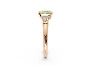 3 Stone Engagement Ring Setting for Fancy Yellow Radiant Cut Center with Wide Plain Band and Prong Head in Rose Gold