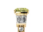 Channel-Set Engagement Ring Setting for Fancy Yellow Radiant Cut Center with Baguette Band and Prong Head in Yellow Gold