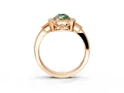 Halo Engagement Ring Setting for Fancy Green Pear-Shaped Center with Milgrain Rim, Pave Band and Prong Head in Rose Gold