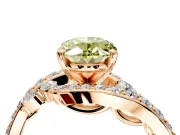 Solitaire Engagement Ring Setting for Fancy Yellow Oval Center with Pave Bypass Twist Band and Prong Head in Rose Gold