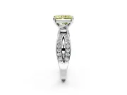 3 Stone Engagement Ring Setting for Fancy Yellow Radiant Cut Center with Pave Twist Band and Prong Head in White Gold