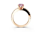 Solitaire Engagement Ring Setting for Fancy Pink Cushion Cut Center with Single Row Accent Band and Prong Head in Rose Gold