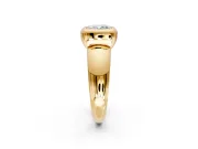 Solitaire Engagement Ring Setting for Cushion Cut Center with Wide Band and Bezel Head in Yellow Gold