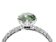 Solitaire Engagement Ring Setting for Fancy Green Marquise Center with Domed Multi-Row Pave Band and Prong Head in Platinum