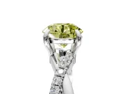 Solitaire Engagement Ring Setting for Fancy Yellow Round Cut Center with Half-Pave Crossover Band and Prong Head in Sterling Silver