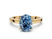 Solitaire Engagement Ring Setting for Fancy Blue Oval Center with Basket Rail and Prong Head in Yellow Gold