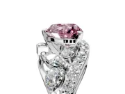 Halo Engagement Ring Setting for Fancy Pink Heart-Shaped Center with Marquise and Pave Bypass Band and Prong Head in Sterling Silver