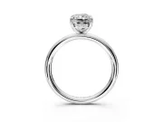 Hidden Halo Engagement Ring Setting for Radiant Cut Center with Thin Rounded Band and Prong Head in Sterling Silver