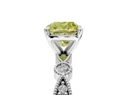 Solitaire Engagement Ring Setting for Fancy Yellow Cushion Cut Center with Milgrain Bezel Accents and Prong Head in White Gold