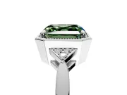 Cluster Engagement Ring Setting for Fancy Green Asscher Cut Center with Milgrain Shoulder Clusters and Prong Head in Sterling Silver