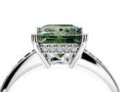 Solitaire Engagement Ring Setting for Fancy Green Princess Cut Center with Channel-Set Accent Band and Prong Head in Platinum