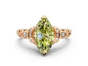 Solitaire Engagement Ring Setting for Fancy Yellow Marquise Center with Filigree Band and Prong Head in Rose Gold