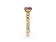 Rope Engagement Ring Setting for Fancy Pink Cushion Cut Center with Accent Shoulders and Prong Head in Yellow Gold