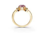 Solitaire Engagement Ring Setting for Fancy Pink Round Cut Center with Twisted Band and Scroll Prong Head in Yellow Gold