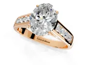 Solitaire Engagement Ring Setting for Oval Center with Cathedral Channel Band and Prong Head in Rose Gold