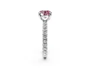 Solitaire Engagement Ring Setting for Fancy Pink Round Cut Center with Shared-Prong Accents and Prong Head in Sterling Silver