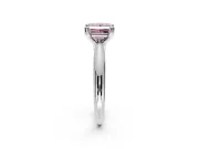 Solitaire Engagement Ring Setting for Fancy Pink Princess Cut Center with Reverse Tapered Band and Prong Head in Platinum