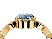 Milgrain Bezel Engagement Ring Setting for Fancy Blue Oval Center with Marquise Stations and Bezel Head in Yellow Gold