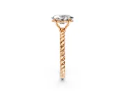 Solitaire Engagement Ring Setting for Oval Center with Plain Twisted Rope Band and Prong Head in Rose Gold