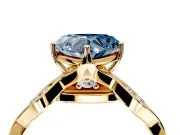 Solitaire Engagement Ring Setting for Fancy Blue Heart-Shaped Center with Accented Twist Band and Leaf Prong Head in Yellow Gold