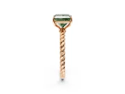 Solitaire Engagement Ring Setting for Fancy Green Princess Cut Center with Plain Twisted Rope Band and Prong Head in Rose Gold