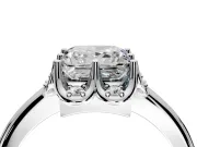 Floral Frame Engagement Ring Setting for Princess Cut Center with Accent Clusters and Prong Head in Sterling Silver