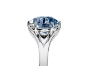 Solitaire Engagement Ring Setting for Fancy Blue Round Cut Center with Plain Split Shank and Prong Head in White Gold