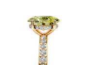 Solitaire Engagement Ring Setting for Fancy Yellow Oval Center with Fine Pave Band and Prong Head in Yellow Gold