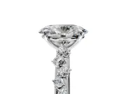 Cluster Engagement Ring Setting for Oval Center with Round Cut Accent Band and Prong Head in White Gold
