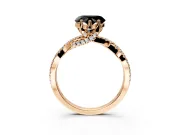 Solitaire Engagement Ring Setting for Fancy Black Heart-Shaped Center with Narrow Twist Pave Band and Prong Head in Rose Gold