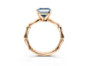 Solitaire Engagement Ring Setting for Fancy Blue Asscher Cut Center with Bamboo Band and Prong Head in Rose Gold