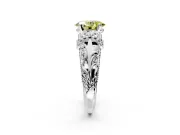 Solitaire Engagement Ring Setting for Fancy Yellow Oval Center with Filigree Accent Basket and Prong Head in Platinum
