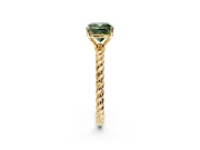 Solitaire Engagement Ring Setting for Fancy Green Cushion Cut Center with Plain Twisted Rope Band and Prong Head in Yellow Gold
