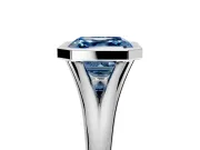 Solitaire Engagement Ring Setting for Fancy Blue Asscher Cut Center with V Split Shank and Bezel Head in Platinum