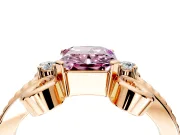 Solitaire Engagement Ring Setting for Fancy Pink Radiant Cut Center with Twisted Band and Scroll Prong Head in Rose Gold