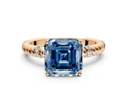 Rope Engagement Ring Setting for Fancy Blue Asscher Cut Center with Accent Shoulders and Prong Head in Rose Gold
