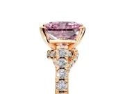 Solitaire Engagement Ring Setting for Fancy Pink Radiant Cut Center with Crossover Accents and Prong Head in Rose Gold