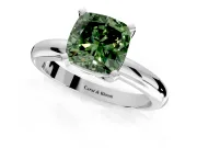 Solitaire Engagement Ring Setting for Fancy Green Cushion Cut Center with Wire Band and Prong Head in Platinum