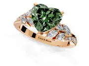 Solitaire Engagement Ring Setting for Fancy Green Heart-Shaped Center with Marquise Accent Twist Band and Prong Head in Rose Gold