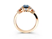 Floral Engagement Ring Setting for Fancy Blue Emerald Cut Center with Marquise Cluster Shoulders and Prong Head in Rose Gold