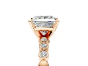 Solitaire Engagement Ring Setting for Princess Cut Center with Bezel-Dot Beaded Band and Prong Head in Rose Gold