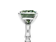 Solitaire Engagement Ring Setting for Fancy Green Princess Cut Center with Bamboo Band and Prong Head in Sterling Silver